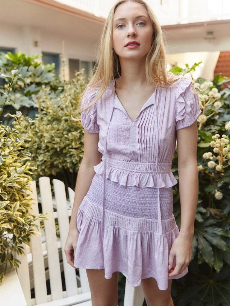 Loveshackfancy Toto Mini Dress Purple Pansy Xs